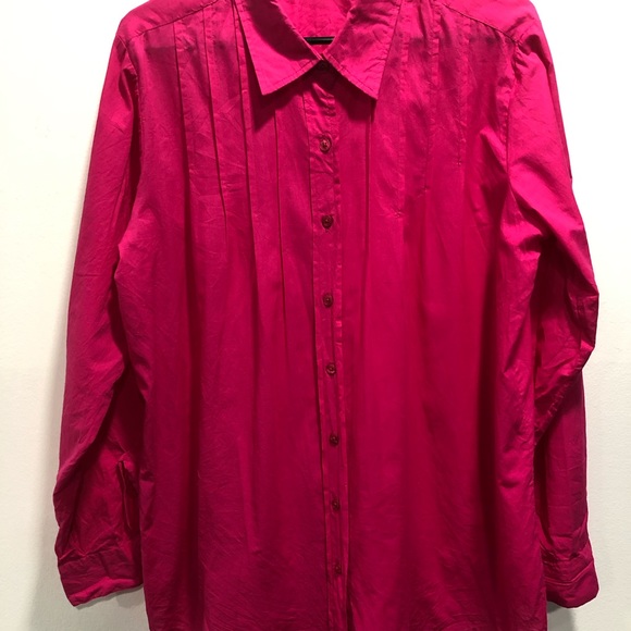 Women’s pink Collection ETC pleated button down long sleeve shirt size XL - Picture 2 of 5